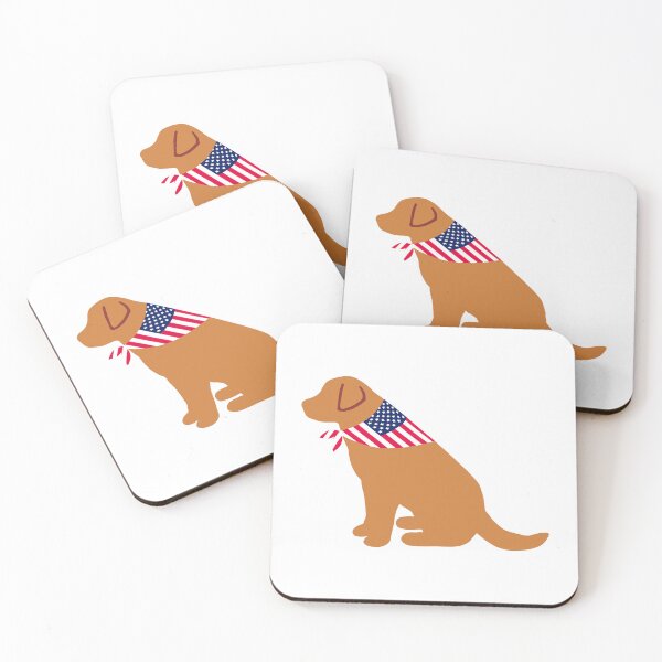 Item preview, Patriotic Fox Red Labrador Sitting with a Scarf designed and sold by HappyLabradors.
