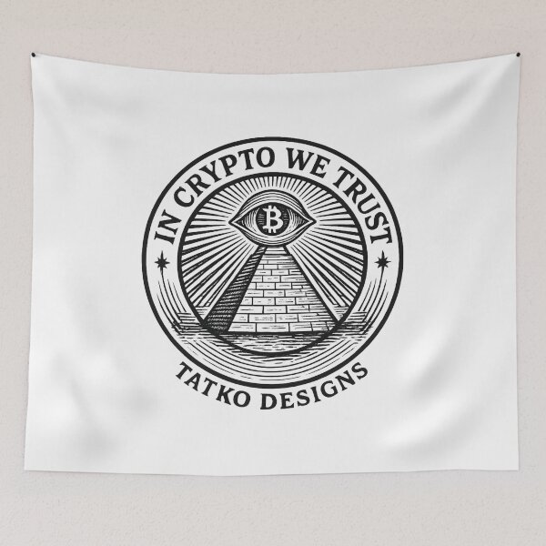 Item preview, In Crypto We Trust – Pyramid Bitcoin Emblem designed and sold by Tatko Designs.