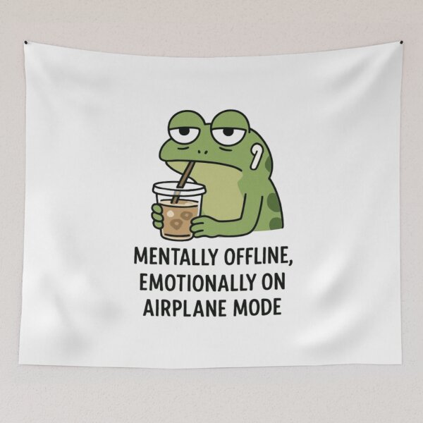 Item preview, Funny Frog Meme Coffee Quote – Mentally Offline Emotionally on Airplane Mode – Cute Aesthetic Frog Sticker, T-Shirt & Gift Idea designed and sold by cocoshopdesign.