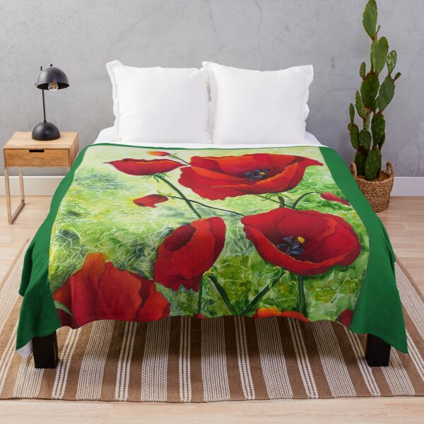 Item preview, Red poppies on Lucious green background. designed and sold by Joeline Wieburg.