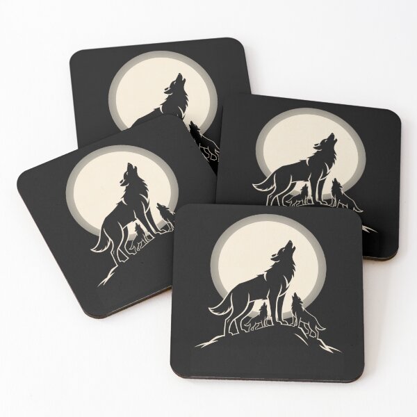 Item preview, Three Wolves Howling Full Moon – Mystical Wolf Pack Silhouette Art designed and sold by Marpin91.