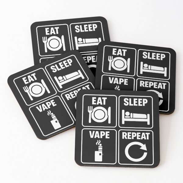 Item preview, Eat Sleep Vape Repeat – White Design for Black Shirt designed and sold by House of Taste Vape Designs.