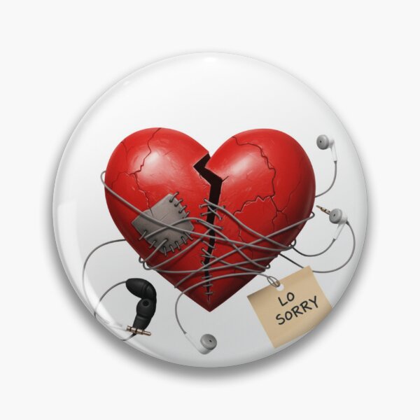 Item preview, Broken Heart with Headphones and “Lo Sorry” Note – Emotional Digital Artwork designed and sold by PixelVibe782.