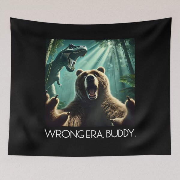 Item preview, Crazy Bear Selfie T-Rex Dinosaur Wrong Era Buddy Bear Lover designed and sold by Kimberley King Art  King Art.