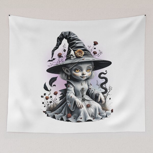 Item preview, Gothic Doll Witch Illustration | Creepy-Cute Halloween Wall Art & Gifts | Dark Fantasy Design designed and sold by Medeea Publishing.