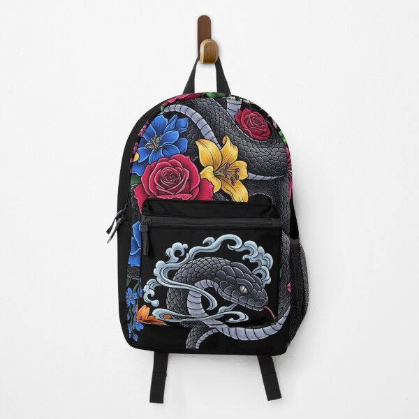 Item preview, Black Gothic Snake Coiled with Colorful Flowers T-Shirt designed and sold by HAFIZ-DP.