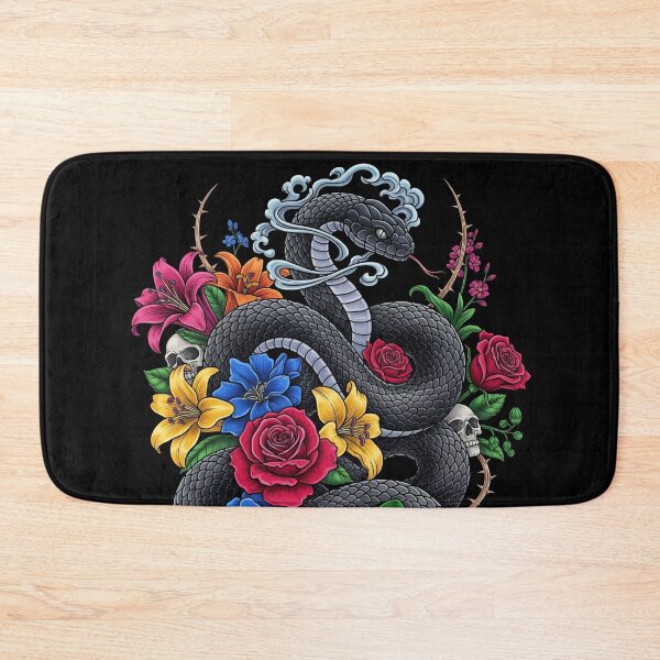 Item preview, Black Gothic Snake Coiled with Colorful Flowers T-Shirt designed and sold by HAFIZ-DP.