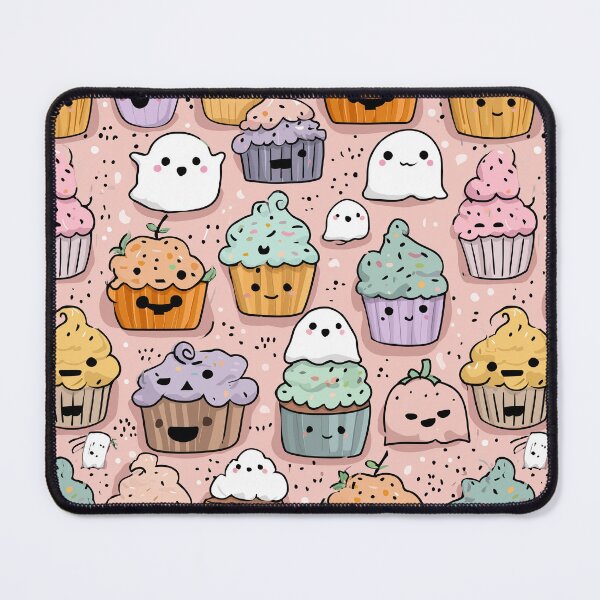 Item preview, Kawaii Halloween Cupcake Seamless Pattern designed and sold by Kawaii Patterns | Chubby Animals & Cute Ghosts.