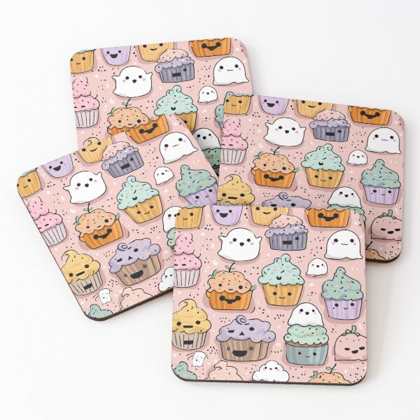 Item preview, Kawaii Halloween Cupcake Seamless Pattern designed and sold by Kawaii Patterns | Chubby Animals & Cute Ghosts.