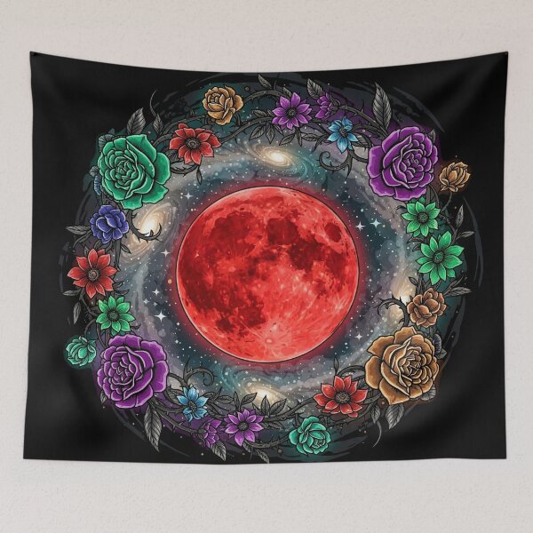 Item preview, Gothic Blood Moon with Floral Ring T-Shirt designed and sold by HAFIZ-DP.