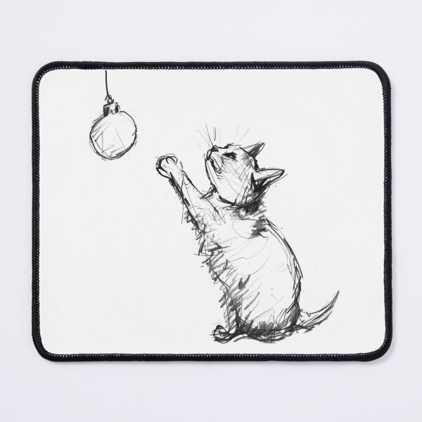 Item preview, Playful Christmas Cat with Ornament designed and sold by SleekLineSketches.