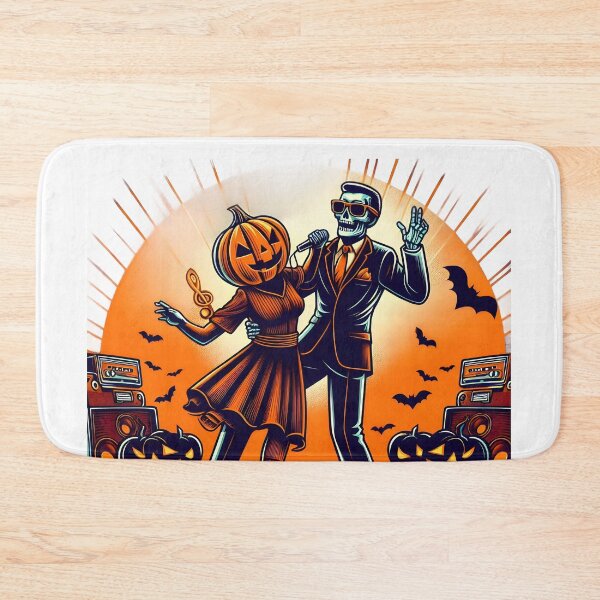 Item preview, Funky Halloween Dance Party: Pumpkin Head & Skeleton Jive. designed and sold by The-T-In-Retro.