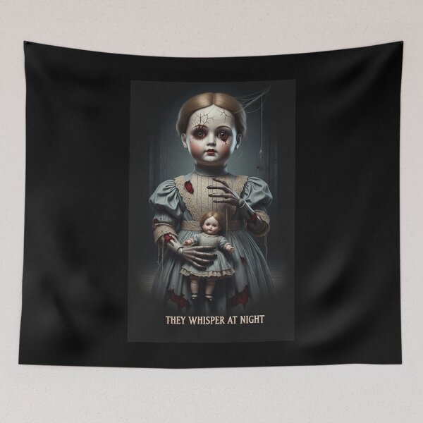 Item preview, They Whisper at Night – Creepy Porcelain Doll Gothic Horror Design designed and sold by InkwildStudio.