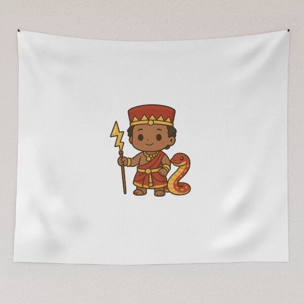 Item preview, Kawaii Shango Orisha – Cute Afro-Caribbean God with Lightning & Snake designed and sold by OsasChild.