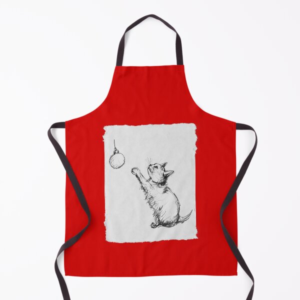 Item preview, Playful Christmas Cat with Ornament designed and sold by SleekLineSketches.