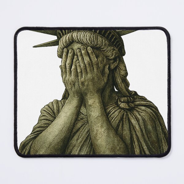Item preview, Statue of Liberty covering her face in shame political chaos designed and sold by ZaDonShop.