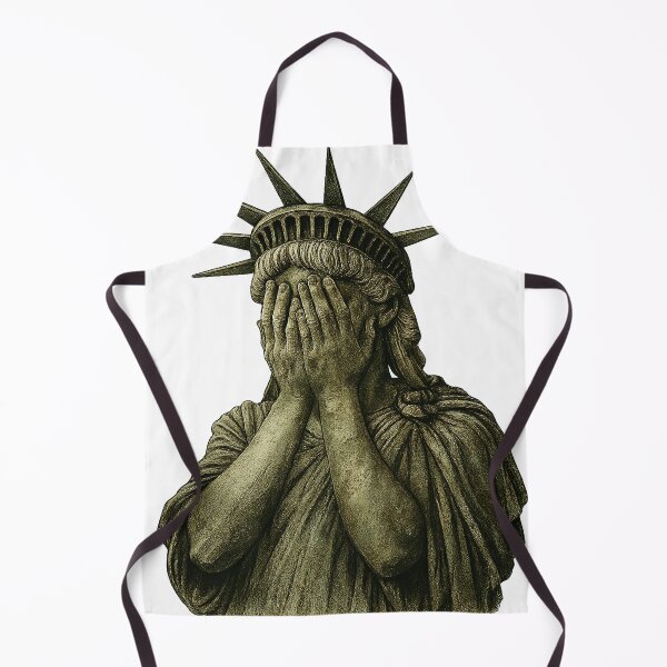 Item preview, Statue of Liberty covering her face in shame political chaos designed and sold by ZaDonShop.