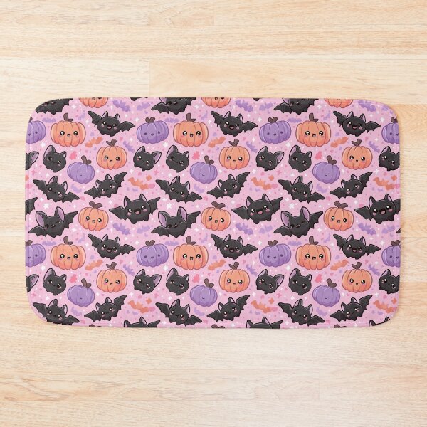 Item preview, Cute Bat and Pumpkin Halloween Pattern designed and sold by Kawaii Patterns | Chubby Animals & Cute Ghosts.