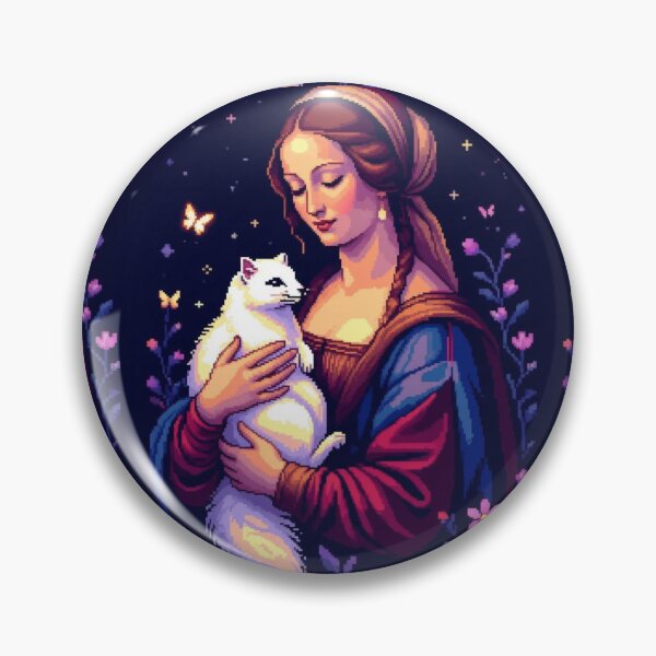 Item preview, Pixel Art Lady with an Ermine – Retro 16-Bit Tee designed and sold by Cherry Peony.