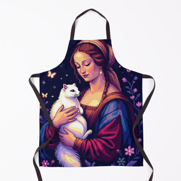 Item preview, Pixel Art Lady with an Ermine – Retro 16-Bit Tee designed and sold by Cherry Peony.
