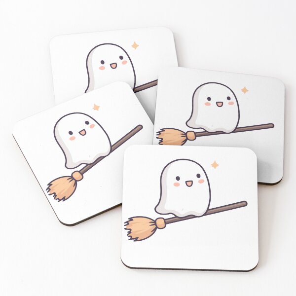 Item preview, Cute Ghost Riding a Broomstick in Whimsical Cartoon Style designed and sold by KanDa-Shop.
