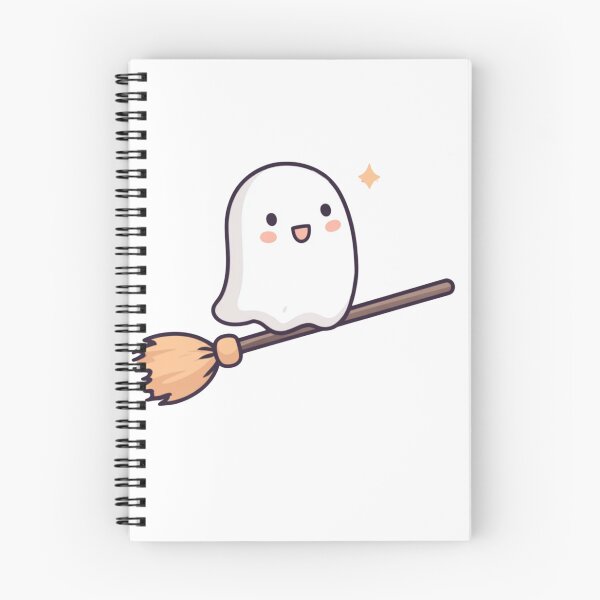Item preview, Cute Ghost Riding a Broomstick in Whimsical Cartoon Style designed and sold by KanDa-Shop.