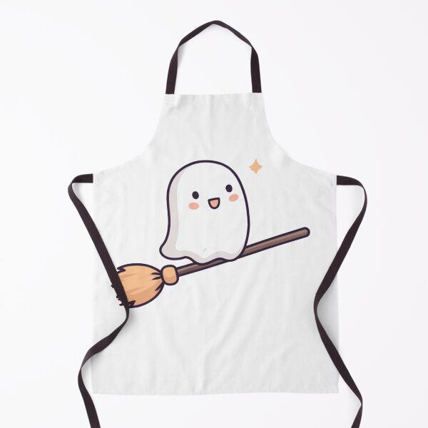 Item preview, Cute Ghost Riding a Broomstick in Whimsical Cartoon Style designed and sold by KanDa-Shop.
