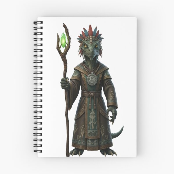Item preview, Lizard Wizard Shaman – Fantasy Reptile Mage with Glowing Crystal Staff  RPG & DnD Character Art designed and sold by OsscaShop.