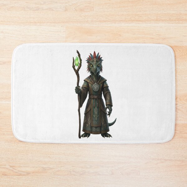 Item preview, Lizard Wizard Shaman – Fantasy Reptile Mage with Glowing Crystal Staff  RPG & DnD Character Art designed and sold by OsscaShop.