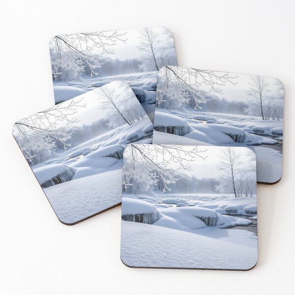 Item preview, Idyllic winter landscape with a frozen river designed and sold by homydesign.