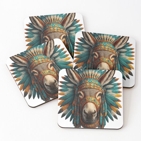 Item preview, Donkey in Tribal Feather Headdress designed and sold by MaioJnn.