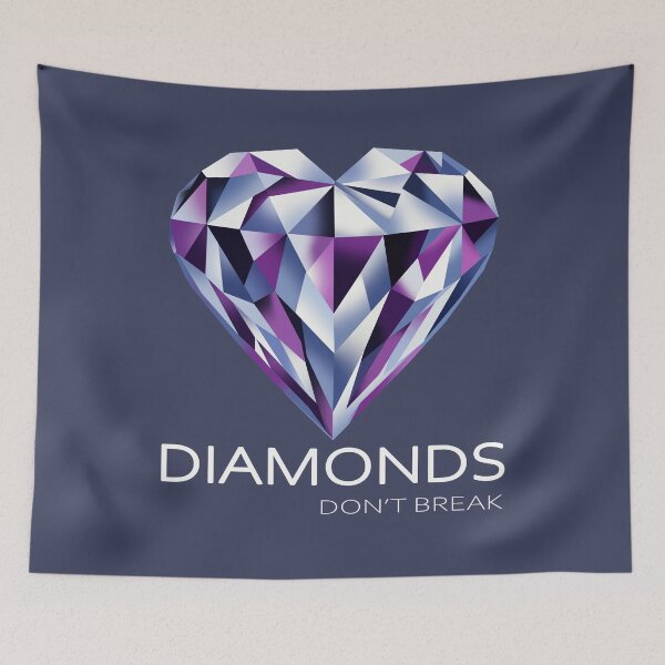 Item preview, Geometric Diamond Heart with “DIAMONDS DON’T BREAK” – Modern Motivational Art designed and sold by InFrameVision.