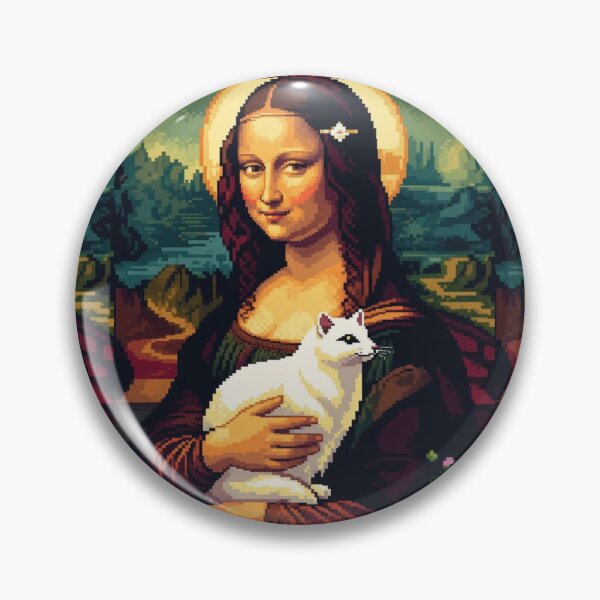 Item preview, Pixel Art Mona Lisa with Ermine – Retro 16-Bit Mashup Tee designed and sold by Cherry Peony.