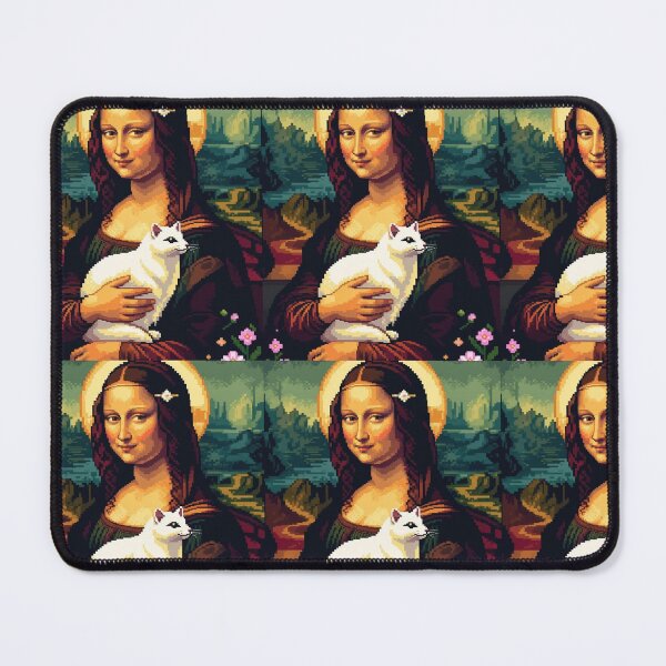 Item preview, Pixel Art Mona Lisa with Ermine – Retro 16-Bit Mashup Tee designed and sold by Cherry Peony.