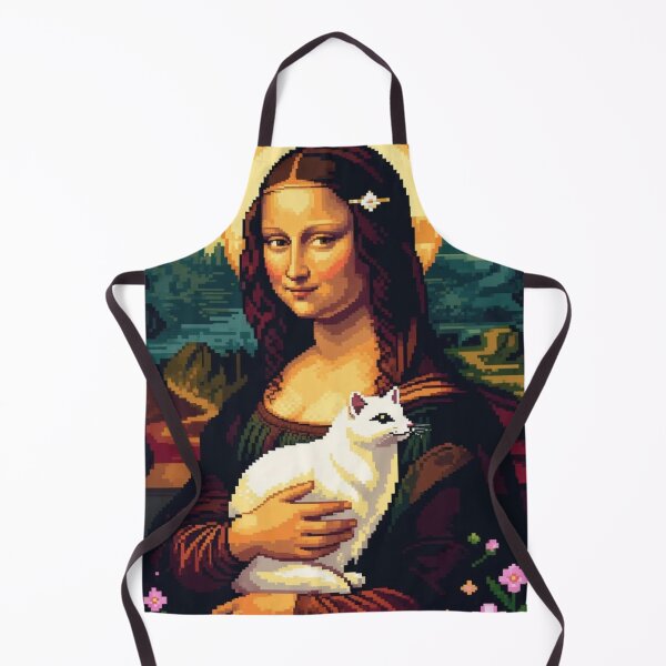 Item preview, Pixel Art Mona Lisa with Ermine – Retro 16-Bit Mashup Tee designed and sold by Cherry Peony.