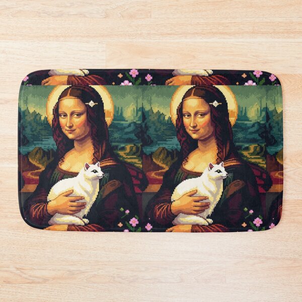 Item preview, Pixel Art Mona Lisa with Ermine – Retro 16-Bit Mashup Tee designed and sold by Cherry Peony.