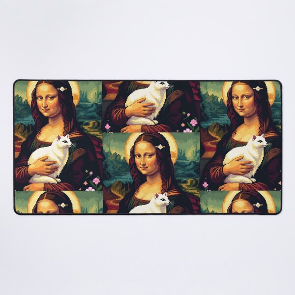 Item preview, Pixel Art Mona Lisa with Ermine – Retro 16-Bit Mashup Tee designed and sold by Cherry Peony.