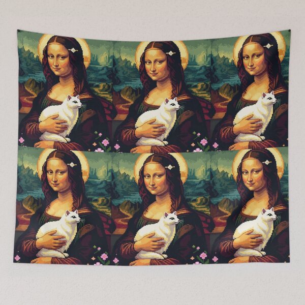 Item preview, Pixel Art Mona Lisa with Ermine – Retro 16-Bit Mashup Tee designed and sold by Cherry Peony.