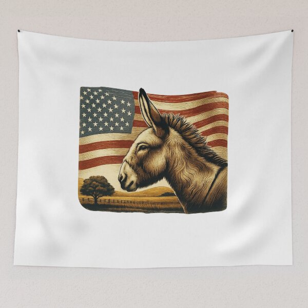 Item preview, Donkey Silhouette with American Flag Background designed and sold by MaioJnn.