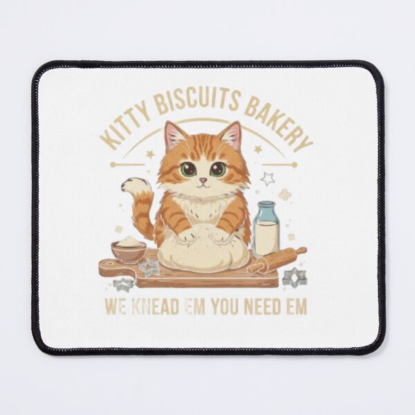 Item preview, Kitty Biscuits Bakery: Cute Cat Baker Kneading Dough designed and sold by Ayshopcog.