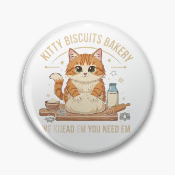 Item preview, Kitty Biscuits Bakery: Cute Cat Baker Kneading Dough designed and sold by Ayshopcog.