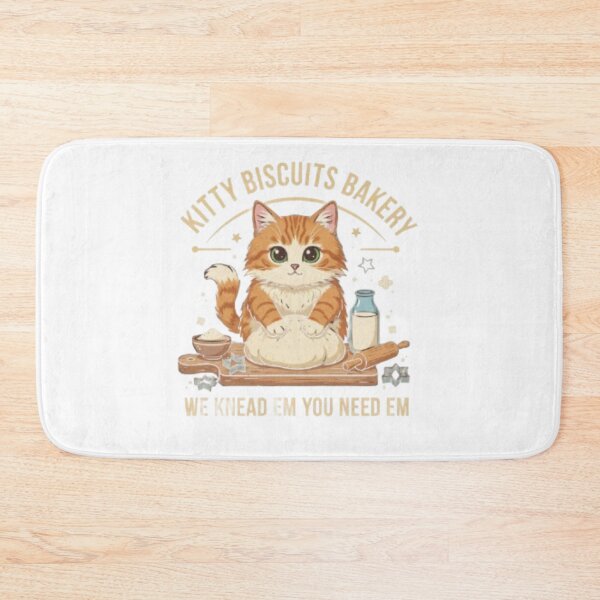 Item preview, Kitty Biscuits Bakery: Cute Cat Baker Kneading Dough designed and sold by Ayshopcog.