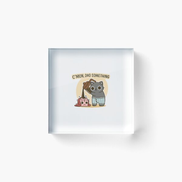 Item preview, C’mon Do Something – Funny Coffee Cat & Brain Sticker designed and sold by Lushoora.