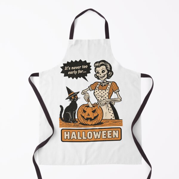 Item preview, It’s Never Too Early for Halloween — Retro Skeleton & Black Cat designed and sold by Skull in Wool .