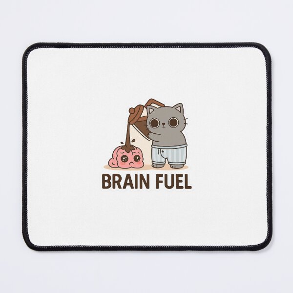 Item preview, Brain Fuel – Funny Coffee Cat & Brain Sticker designed and sold by Lushoora.