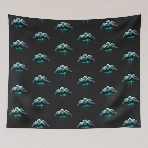 Item preview, Dark Cloud with Teal Rain Light Streaks on Black Background designed and sold by PixelVibe782.
