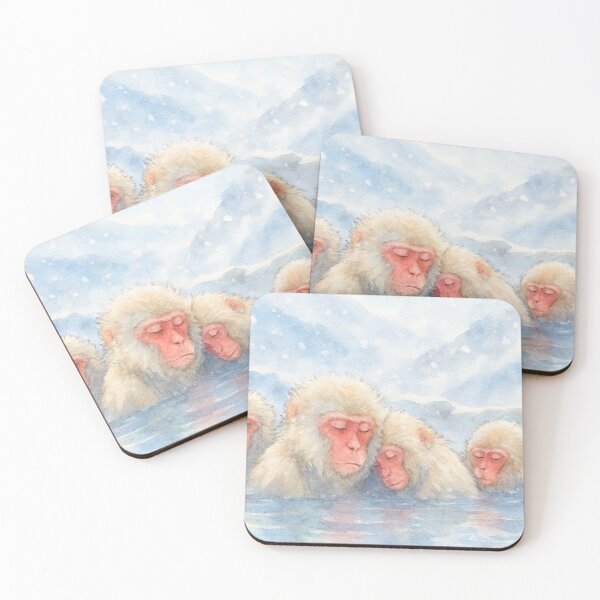 Item preview, Snow Monkeys in Hot Spring – Japanese Watercolor Art designed and sold by ワフパズル.