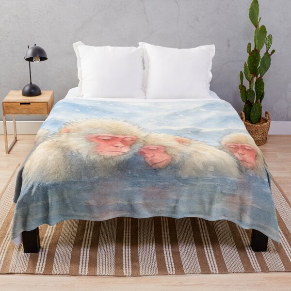 Item preview, Snow Monkeys in Hot Spring – Japanese Watercolor Art designed and sold by ワフパズル.