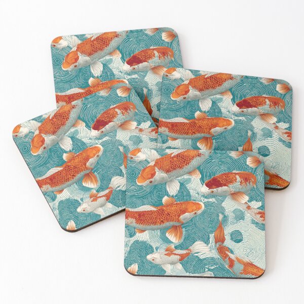 Item preview, Koi fish and water waves – seamless pattern designed and sold by Meiersbeste.
