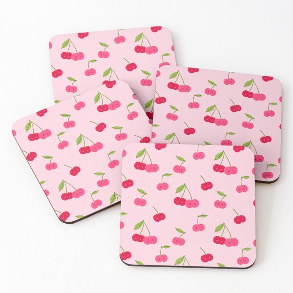 Item preview, cute cherries on a pink background designed and sold by burbura.